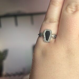 Regal Rose Onyx Coffin Ring